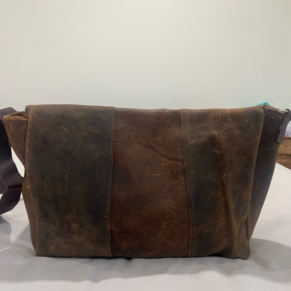 Rustic Leather Patchwork Shoulder Bag - image 4
